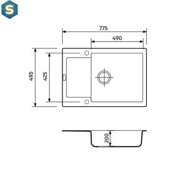 Кухонная мойка Adamant General 775x495x200 светло-серый 318223, Каппучино