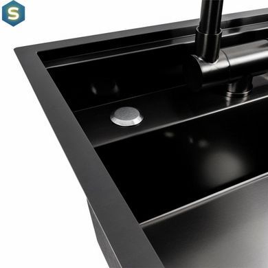 Кухонна мийка CM 50x50 прихована PVD чорна Platinum Handmade, Чорний/золото