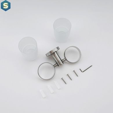 Стакан двойной стекло с держателем нержавейка Frap F30108 1/20, Хром