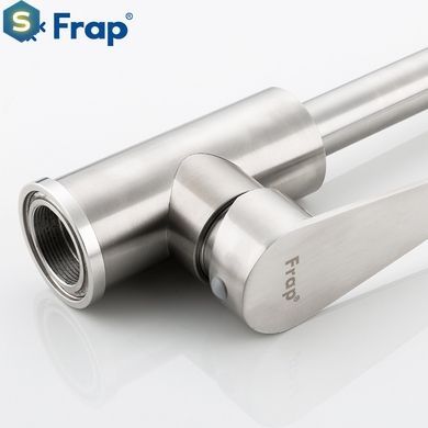 F4048 (H48) Змішувач для кухні однорич. гусак вухо корпус з нерж.сталі гайка &Oslash;35 Frap 1/10, Хром матовий