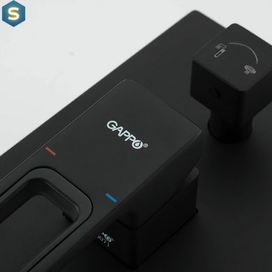 Душевая система скрытого монтажа Gappo G7117-6, излив - переключатель на лейку, 3-функции, черный, Черный матовый
