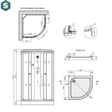Душевой бокс Kroner KRP Enzo &ndash; SD.C.F.G. 90x90 см CV029572, Хром матовый, тонированный