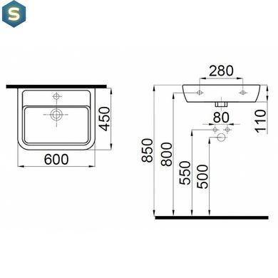 Умывальник Idevit Halley 45x60 3201-0455-11, Золотой