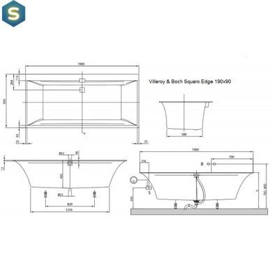 Ванна квариловая Villeroy & Boch Squaro Edge 190x90 UBQ190SQE2DV-01