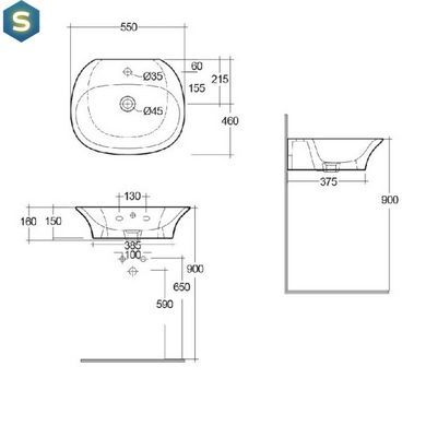 Умывальник RAK Ceramics Sensation 55x46 SENWB5501AWHA, Белый