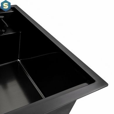 Кухонна мийка CM 50x50 прихована PVD чорна Platinum Handmade, Чорний/золото