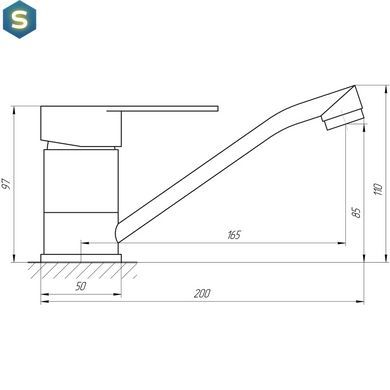 Змішувач для умивальника Globus Lux Main SM-203M Нержавійка_15 см,на гайці, Нержавіюча сталь
