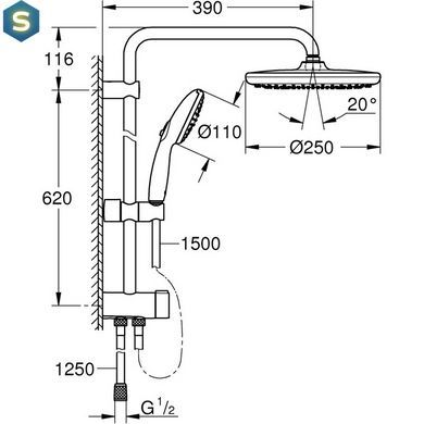 Душевая система Grohe QuickFix Vitalio Start 250 266802431, Черный матовый