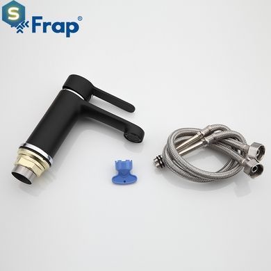 Смеситель для умывальника гайка черный/хром &Oslash;35 Frap 1/10 F1042, Черный матовый