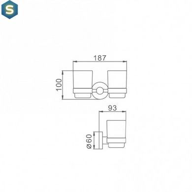 Стакан двойной стекло с держателем нержавейка Frap F30108 1/20, Хром