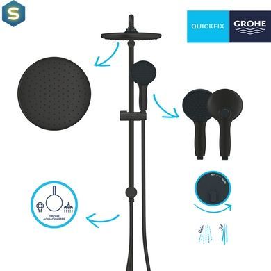 Душевая система Grohe QuickFix Vitalio Start 250 266802431, Черный матовый