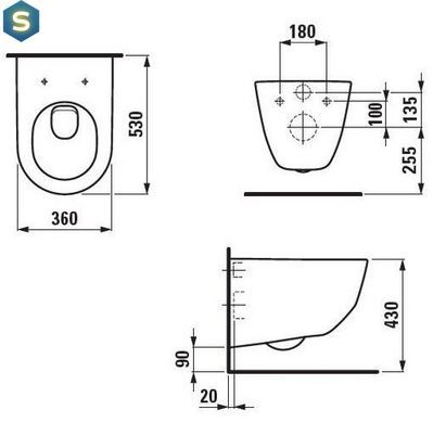 Унитаз подвесной Laufen Pro Rimless без ободка (без сидения) H8209660000001, Белый