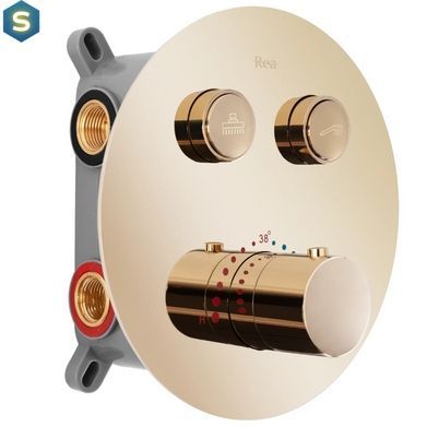 Душова система Rea Lungo gold з термостатом + BOX прихованого монтажу REA-P8550, Золотий