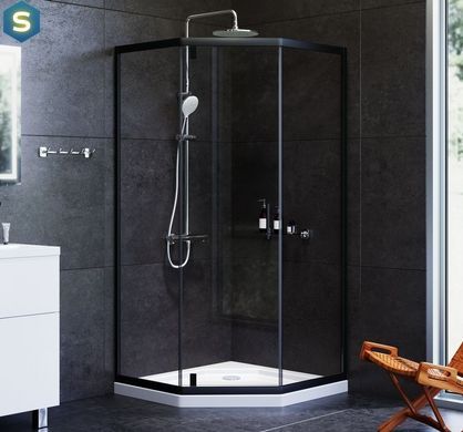 Душова кабіна Am.Pm Gem 5-corner Pivot 90x90 см без піддону black W90UG-405-090BT, Чорний/золото, чорний