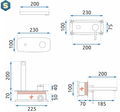 Смеситель для умывальника Rea Oval + Box скрытого монтажа хром REA-B5124, Хром