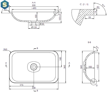 Умывальник Fancy Marble Aileen 3805101, Белый