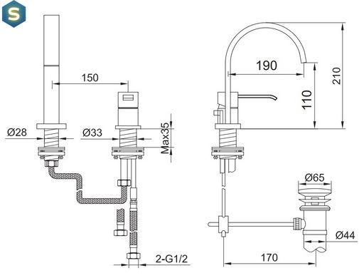 Змішувач для умивальника Kohlman Axis chrome QB205N, Хром