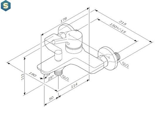 Змішувач для ванни AM.PM X-Joy S F85B10000, Хром
