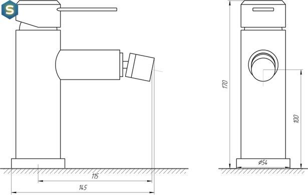 Смеситель для биде Globus Lux Wien SBT2-106, Графитовый хром