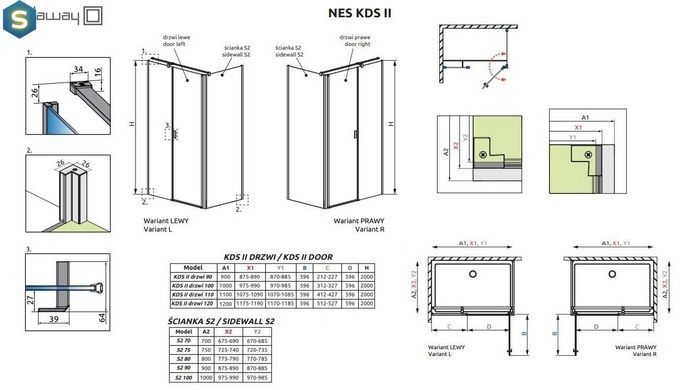 Душова кабіна Radaway Nes KDS II 100x100x200 10033100-01-01L + 10040100-01-01