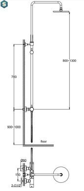 Душевая система Kohlman Axel black QW276AB, Черный матовый