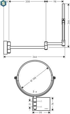 Зеркало косметическое Hansgrohe AddStoris Brushed Bronze 41791140