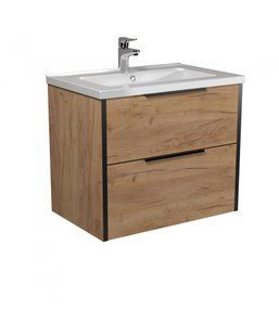 Тумба Мойдодир Line Craft 70 з умивальником Rodeo 70 дуб крафт/чорна, Дуб