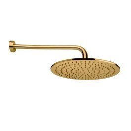 Верхній душ Paffoni Syncro Quadro &Oslash;300xh8 мм з утримувачем 400 мм honey gold brushed ZSOF079HGSP + ZSOF034HGSP, Золотий