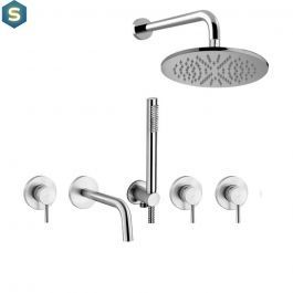 Душевая система скрытого монтажа Paffoni Shower с изливом и верхним душем &Oslash;225 мм steel KITLIG011ST/225, Нержавеющая сталь