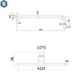 Душевая система скрытого монтажа Paffoni Shower с изливом и верхним душем &Oslash;225 мм steel KITLIG011ST/225, Нержавеющая сталь