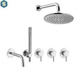 Душевая система скрытого монтажа Paffoni Shower с изливом и верхним душем &Oslash;225 мм steel KITLIG011ST/225, Нержавеющая сталь