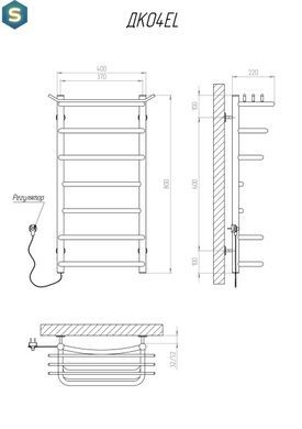 Рушникосушарка KOSSER Канна 800х400/7 ЕL рег., Хром, Лівий