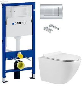 Інсталяція Geberit Duofix 458.103.00.1 з клавішею Delta30 хром глянсовий + Унітаз підвісний Volle Amadeus M 13-06-055M із сидінням Soft Close