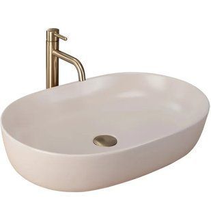 Умивальник Rea Cleo 61 beige matt бежевий накладний REA-U9655, Бежевий