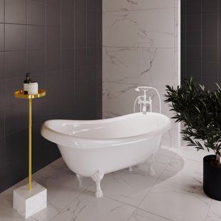 Ванна окремостояча глянцева Amidicon Symphony 167x78 біла з литого каменю білі ніжки SYMFONIYA_167_HL