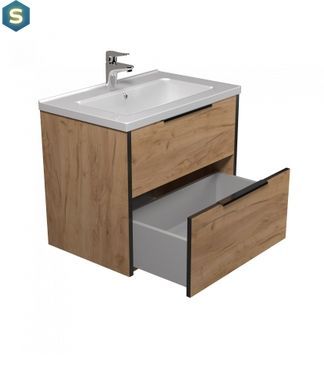 Тумба Мойдодир Line Craft 70 з умивальником Rodeo 70 дуб крафт/чорна, Дуб