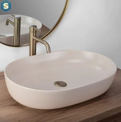 Умивальник Rea Cleo 61 beige matt бежевий накладний REA-U9655, Бежевий