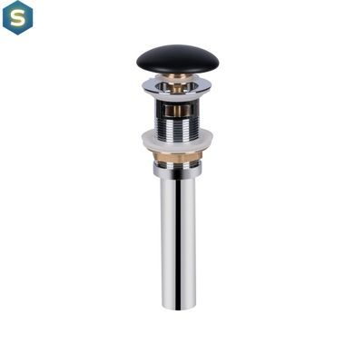 Донний клапан з переливом Qtap PU03O 70х70х227.5 Matt black, Черный матовый