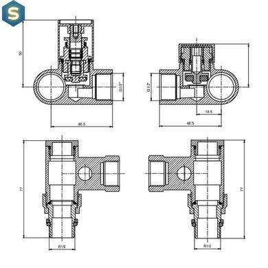 Комплект дизайн кранів під ТЕН Ideale 1/2&rdquo;x1/2&rdquo; антрацит, Антрацит