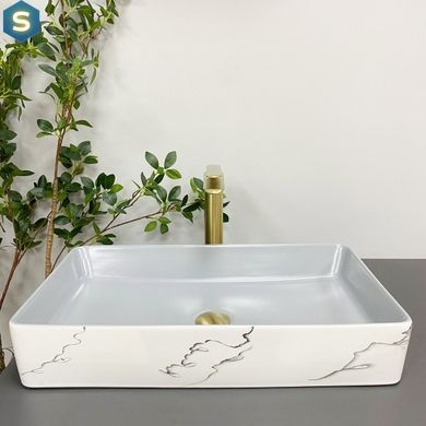 Умывальник (раковина) VBI TRIEST GREY MARMO накладной, Каппучино