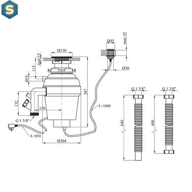 Подрібнювач харчових відходів Kroner KRP Kaiman WHI-375W CV028298