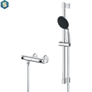 Набор смесителей Grohe Quickfix термостат для душа с душевым гарнитуром Precision Flow THM и смеситель для раковины StartEdge S-Size UA202503TE, Хром