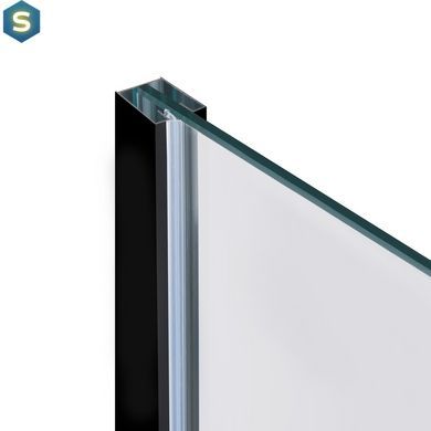Душевая перегородка Qtap Walk-In Standard BLM201.C8 100х200 см, стекло Clear 8 мм, покрытие CalcLess, прозрачный, черный