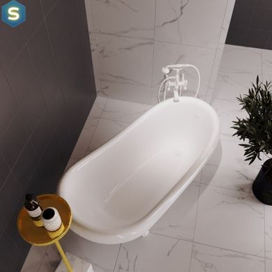 Ванна отдельностоящая глянцевая Amidicon Symphony 167x78 белая из литого камня белые ножки SYMFONIYA_167_HL