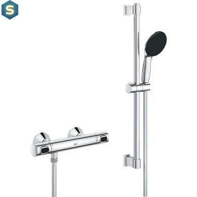 Набор смесителей Grohe Quickfix термостат для душа с душевым гарнитуром Precision Flow THM и смеситель для раковины StartEdge S-Size UA202503TE, Хром