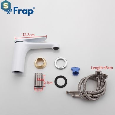 F1045 Змішувач для умивальника гайка білий/хром &Oslash;35 Frap 1/10, Білий