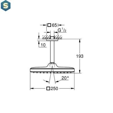 Лейка для верхнего душа с держателем Grohe Tempesta 250 Cube