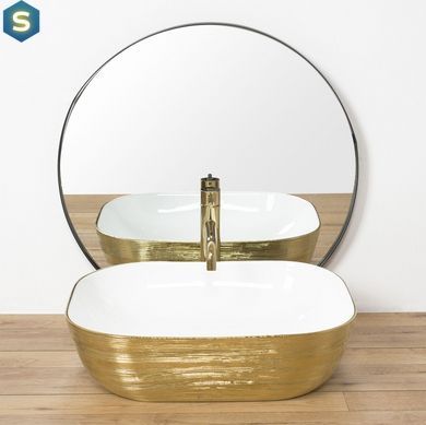 Умивальник Rea Floria gold/white накладний REA-U0027, Золотий