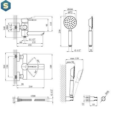 Змішувач для ванної Kroner KRP Edelstahl Klassisch - ESG060 CV022998, Хром матовий