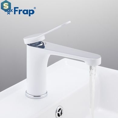 F1045 Змішувач для умивальника гайка білий/хром &Oslash;35 Frap 1/10, Білий